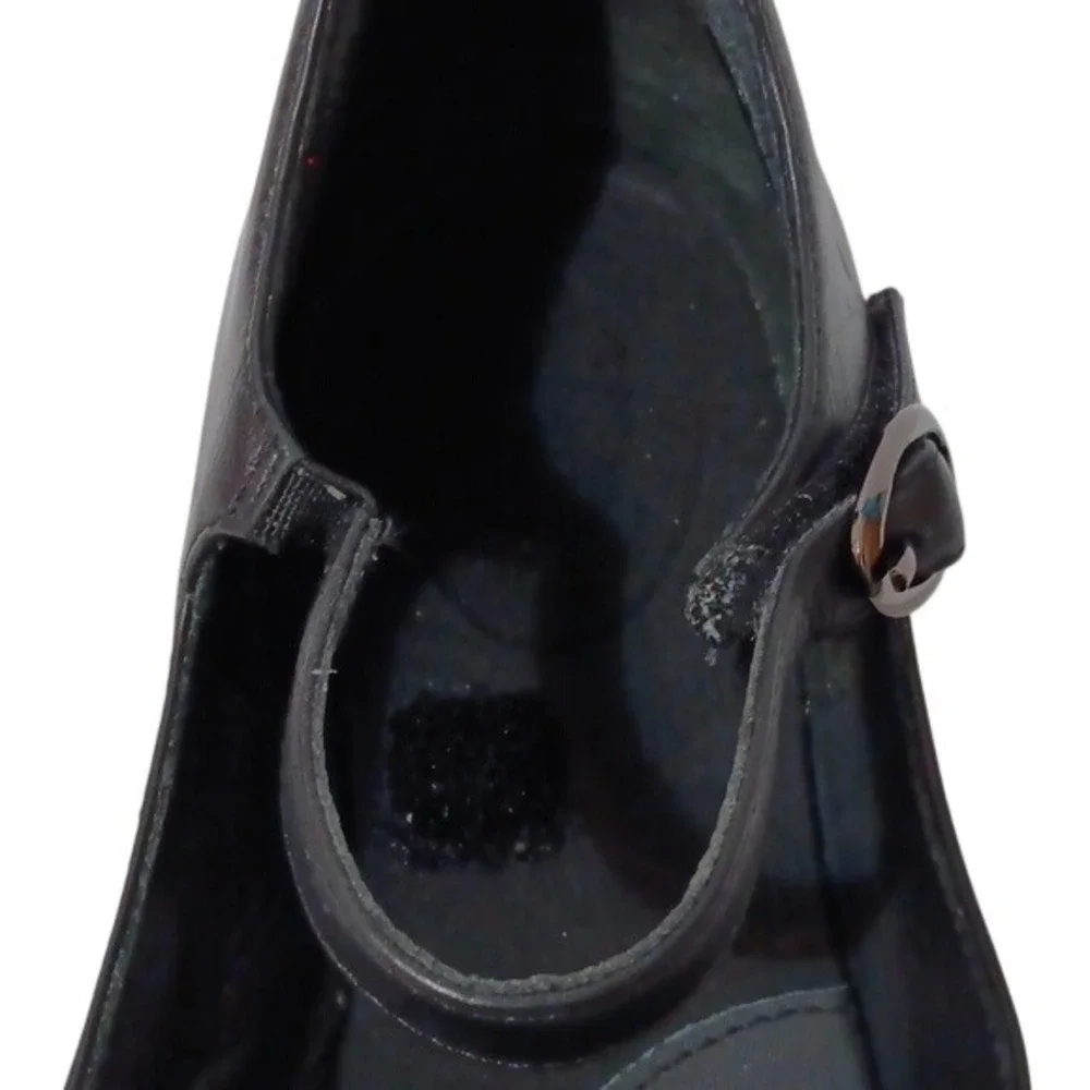 Ziera Women's Mary Janes Black Leather Floral  Shoes Flower Sz 40‎ US
